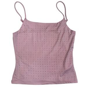 Pink Rhinestone Cami Tank Top Women's Small Y2K Barbiecore Festival Layering